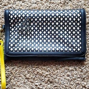 Big Buddha black perforated Dalton clutch